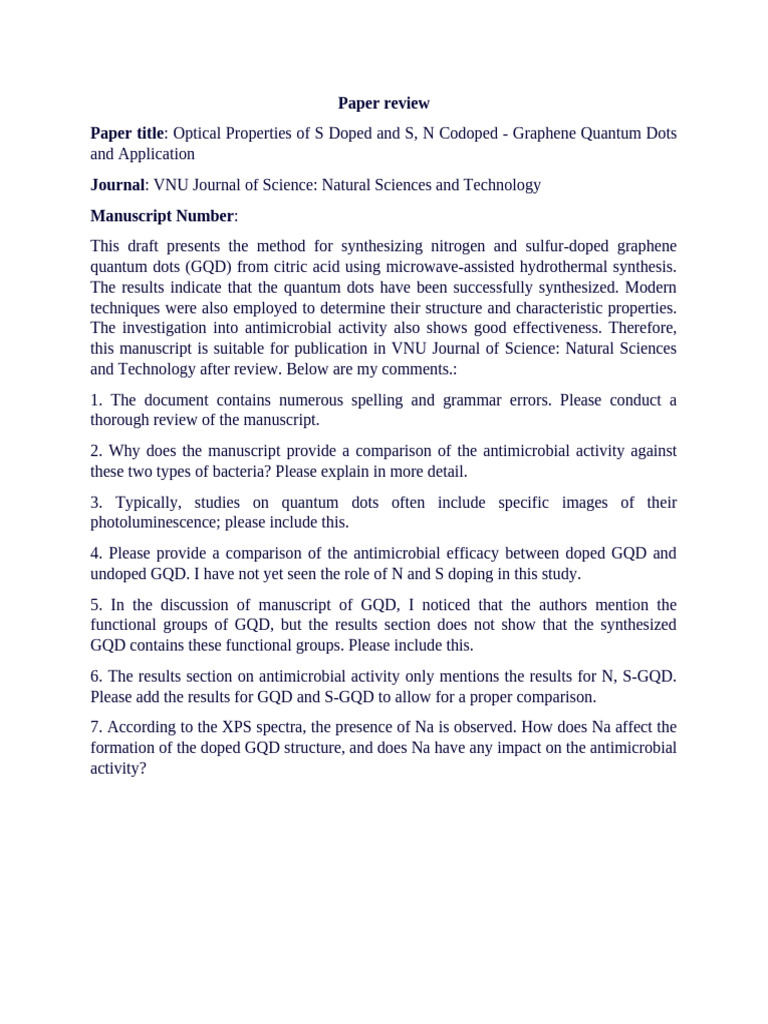 Synthesis and Antimicrobial Study of Doped GQDs | PDF