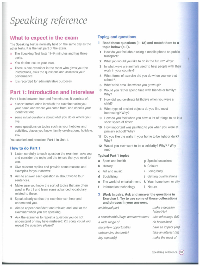 Speaking Reference - Complete IELTS Bands 6 5 7 5 | PDF