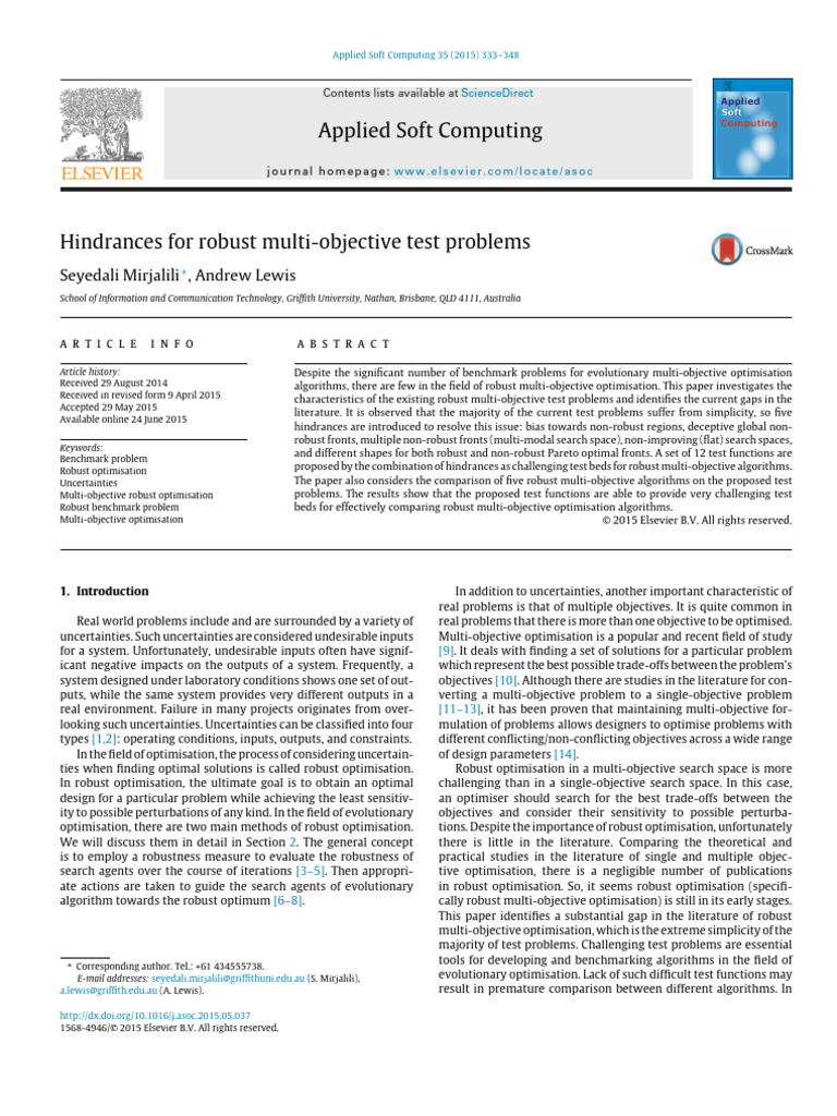 Hindrances For Robust Multi-Objective Test Problems | PDF ...