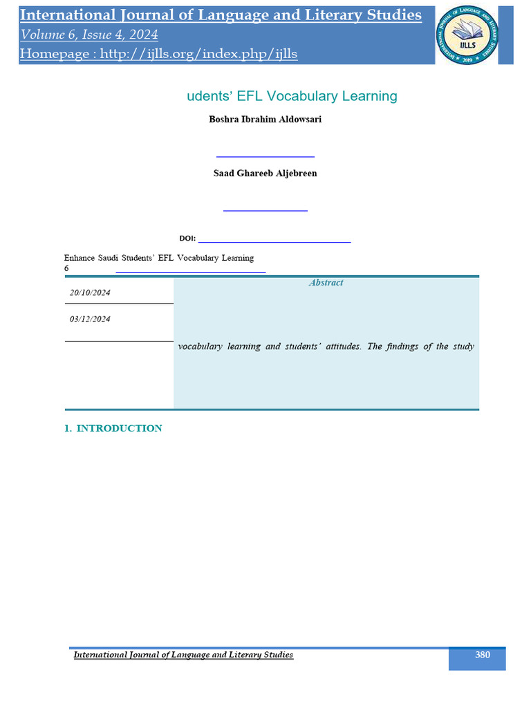 ChatGPT Enhances EFL Vocabulary Learning | PDF | English As A Second Or ...