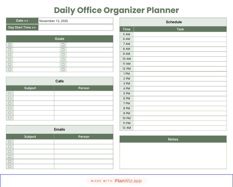 PlanWiz Daily Office Organizer and Task Planner 1 | PDF