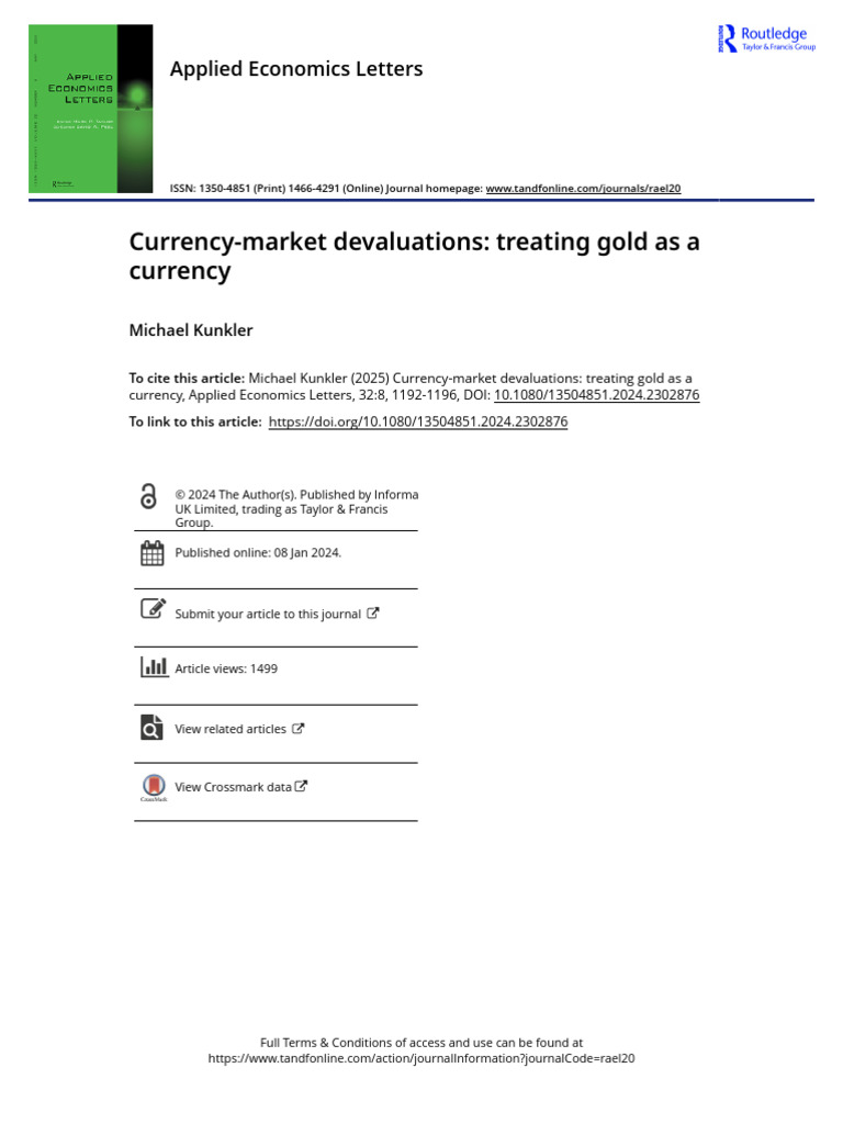 Currency-Market Devaluations Treating Gold As A Currency | PDF ...