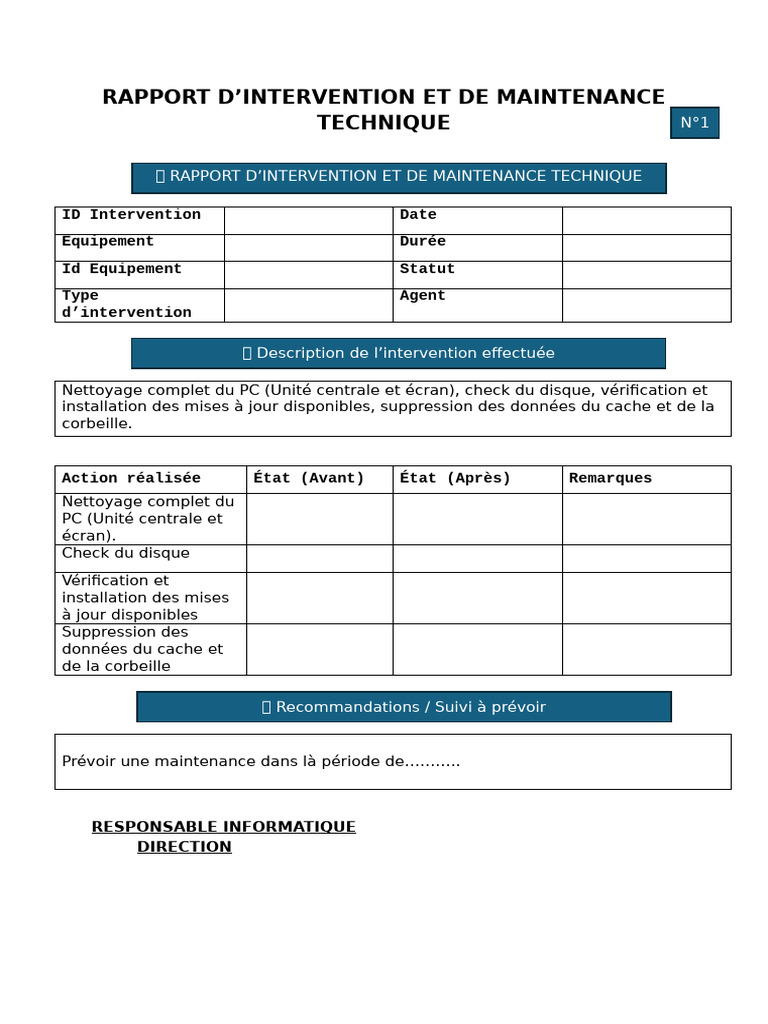 Rapport de Maintenance PC et Recommandations | PDF