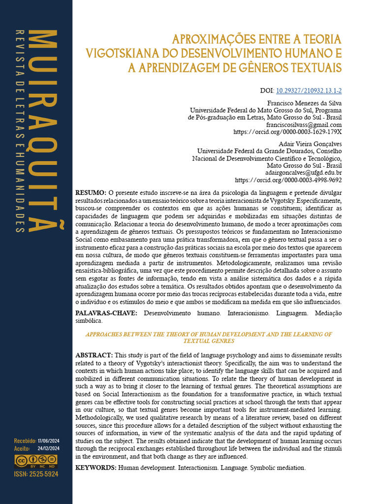Vygotsky e Aprendizagem de Gêneros Textuais | PDF | Aprendizado ...