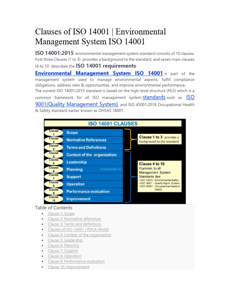 ISO 14001 Clauses Overview | PDF | Internal Audit | Business