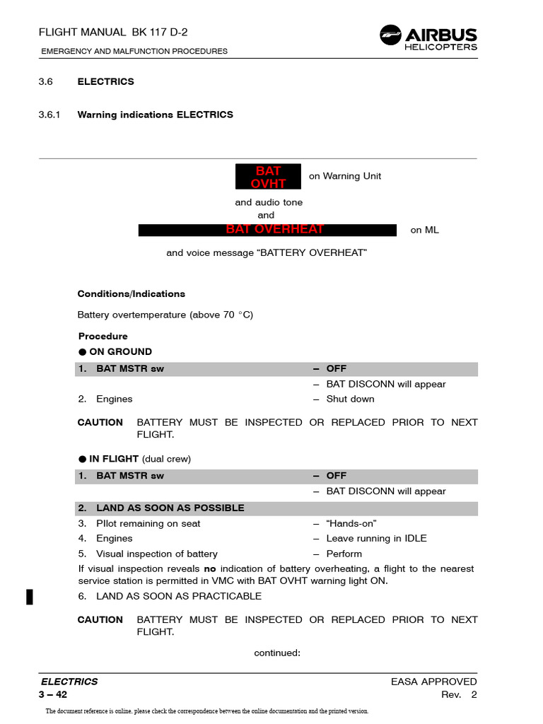 BK 117 D-2 Emergency Electric Procedures | PDF | Aviation | Electrical ...