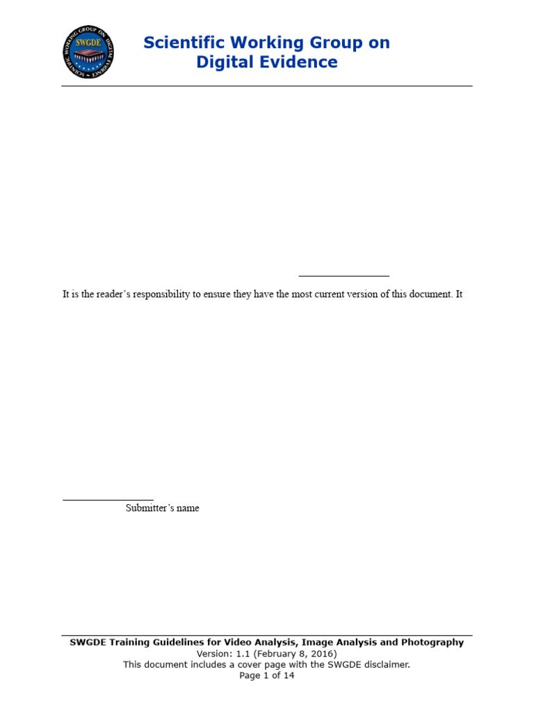 2016 02 08 SWGDE Training Guidelines For Video Analysis Image Analysis ...