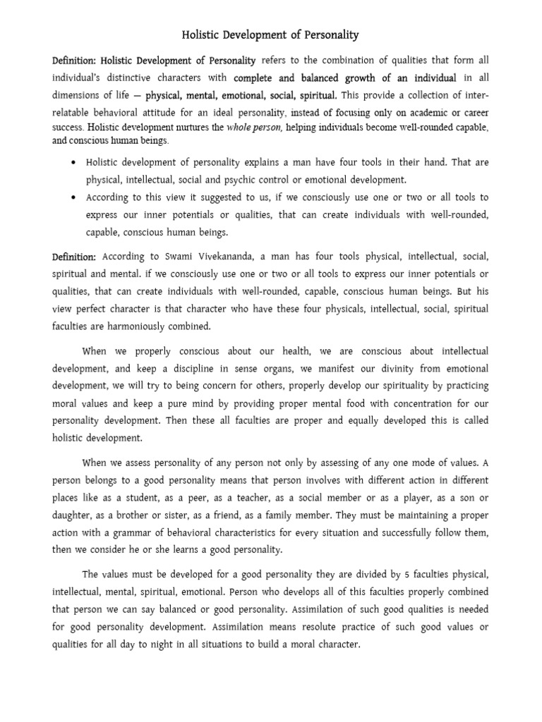 Holistic Development | PDF | Mind | Consciousness