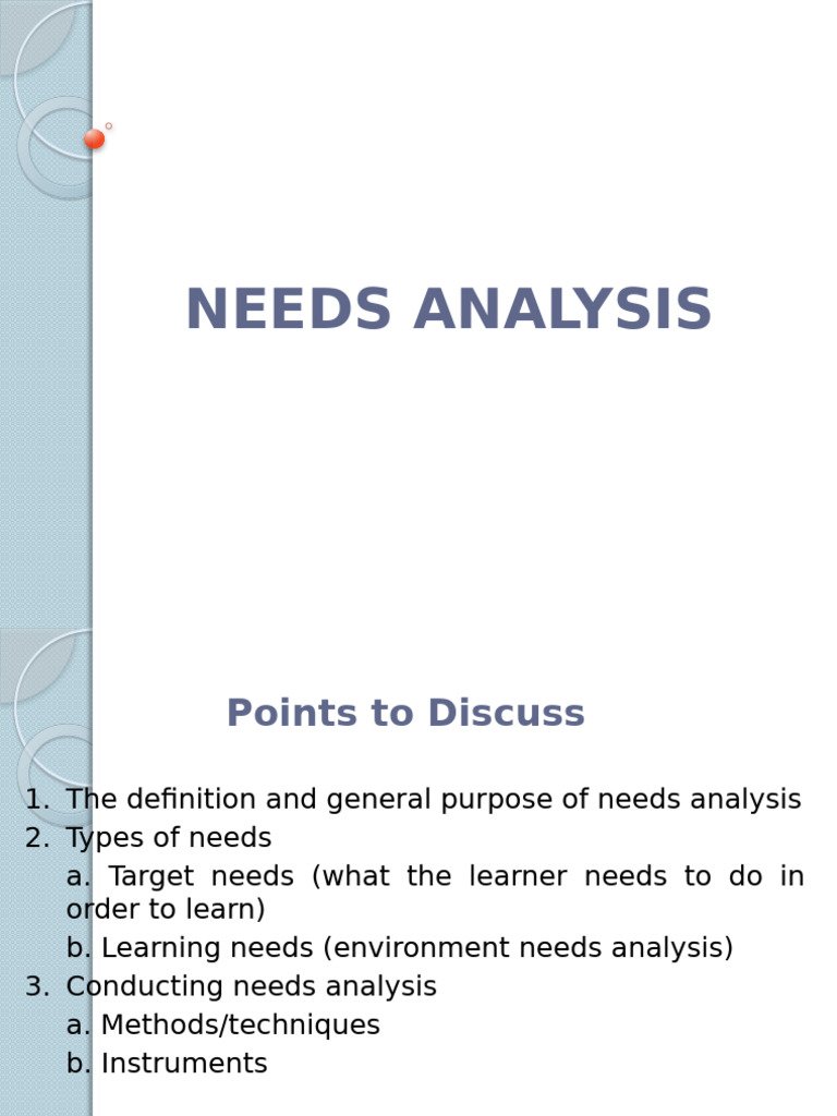 Needs Analysis A | PDF | Learning | Self Report Study