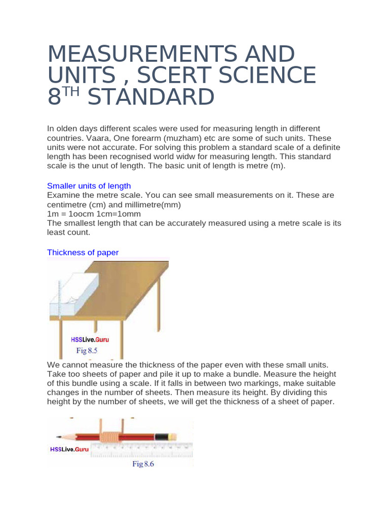 Measurements and Units | PDF | Length | Density