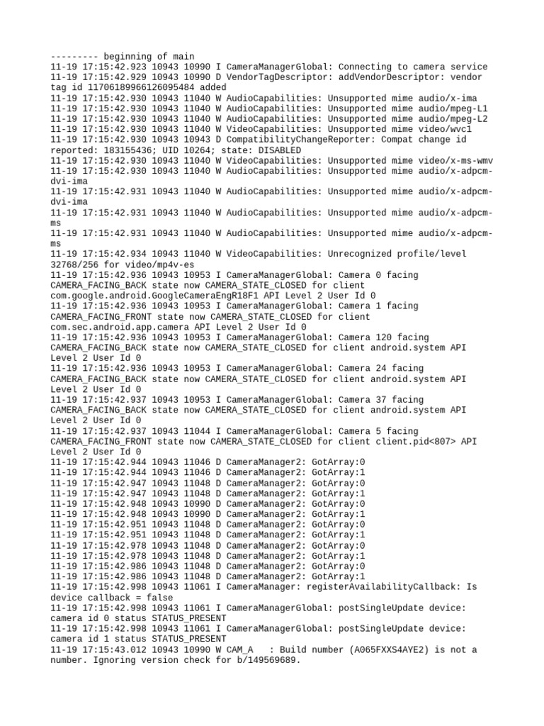 Camera Service Connection Logs | PDF | Software Engineering | Unix