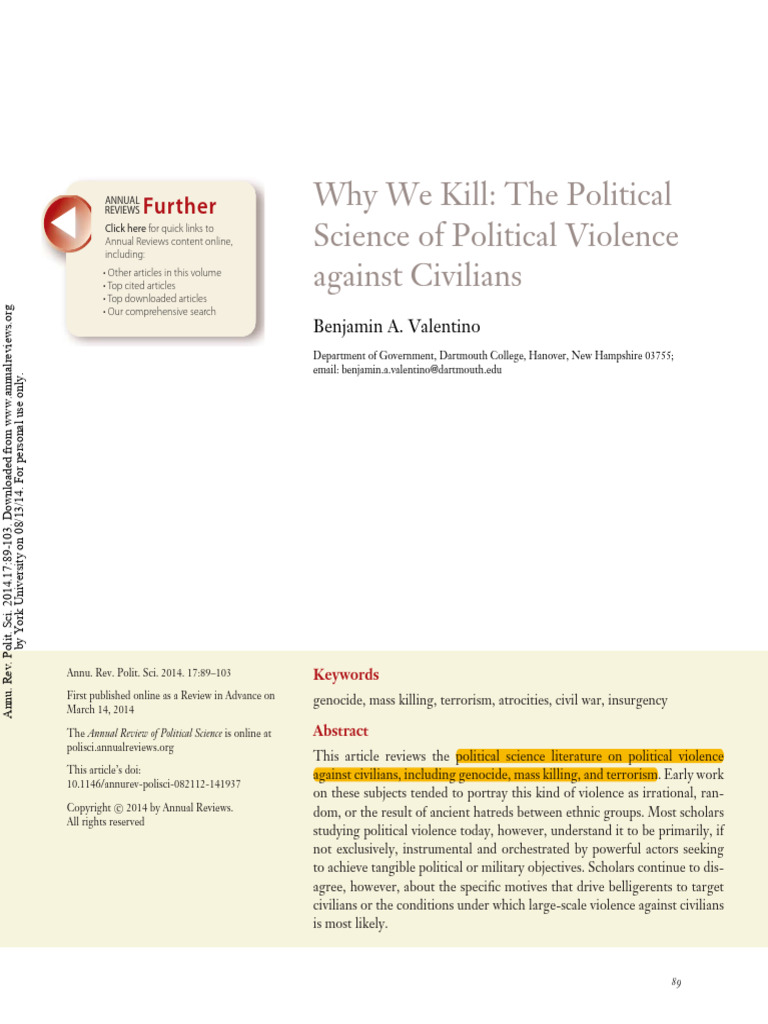 Political Violence Against Civilians Explained | PDF | Insurgency ...