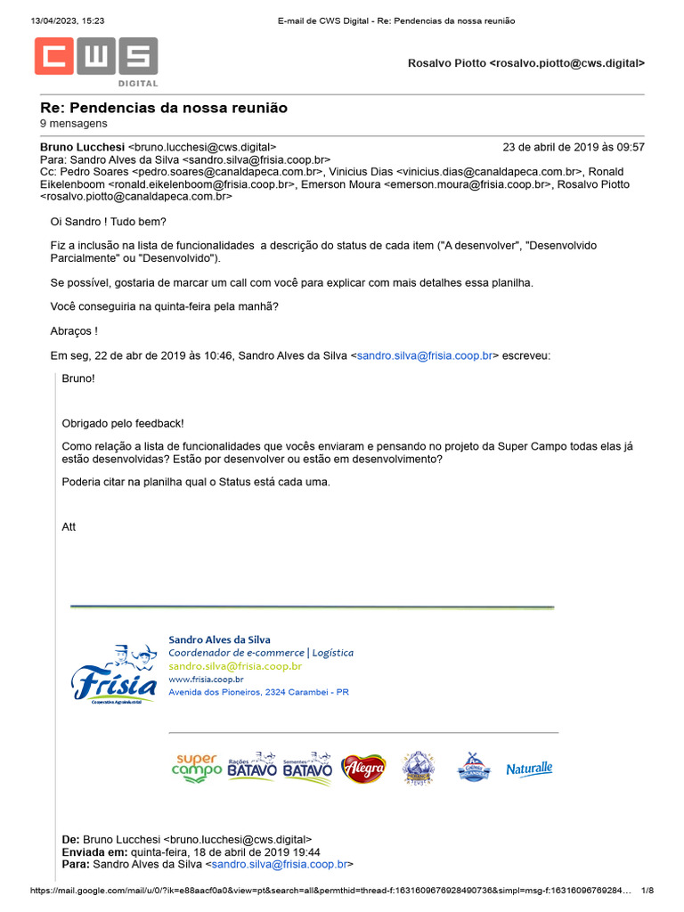 Pendências e Funcionalidades do Projeto | PDF