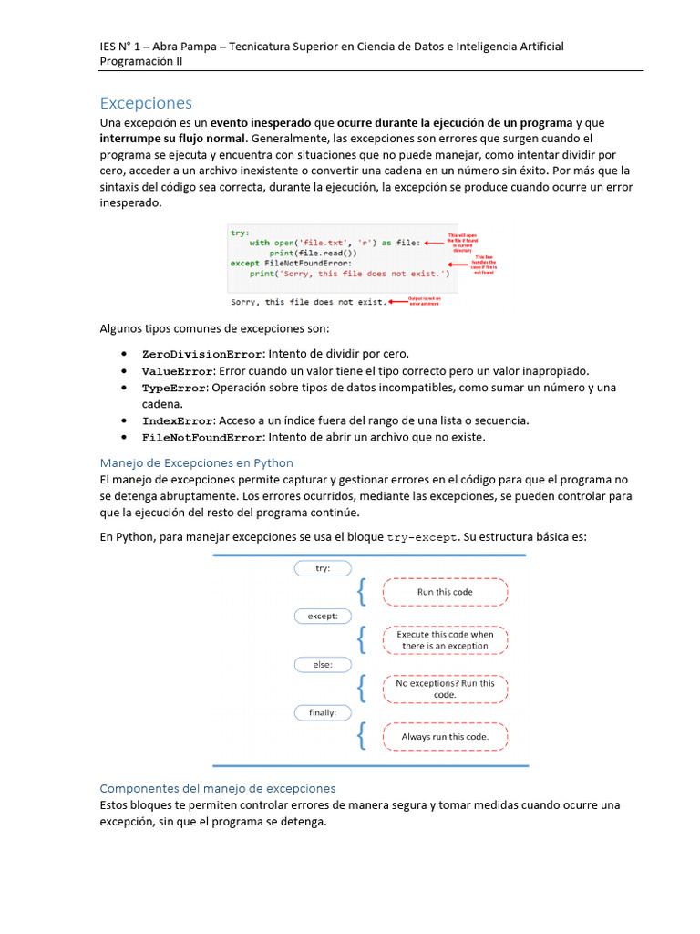 Manejo de Excepciones en Python | PDF | Python (lenguaje de ...