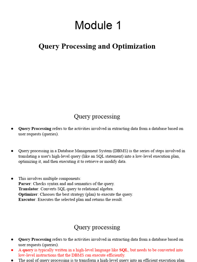Query Processing and Optimization Steps | PDF | Database Index | Databases