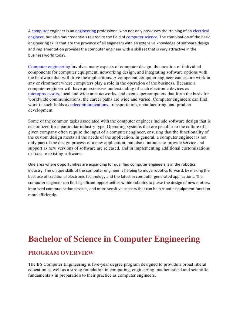 Bachelor of Science in Computer Engineering | PDF | Engineer | Computer ...