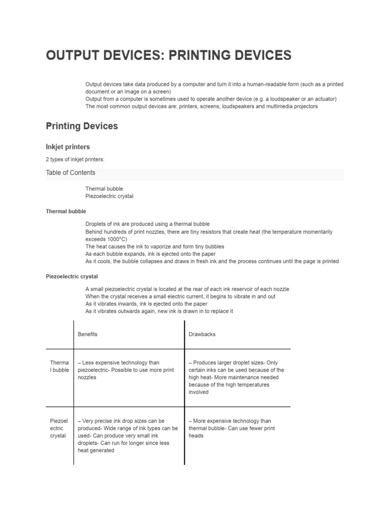 Overview of Printing Devices and Technologies | PDF | Printer ...