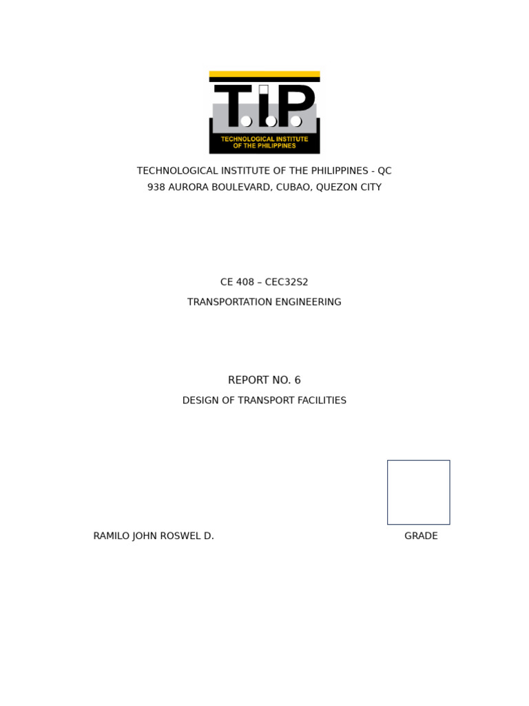 Transportation Engineering Report 6 | PDF