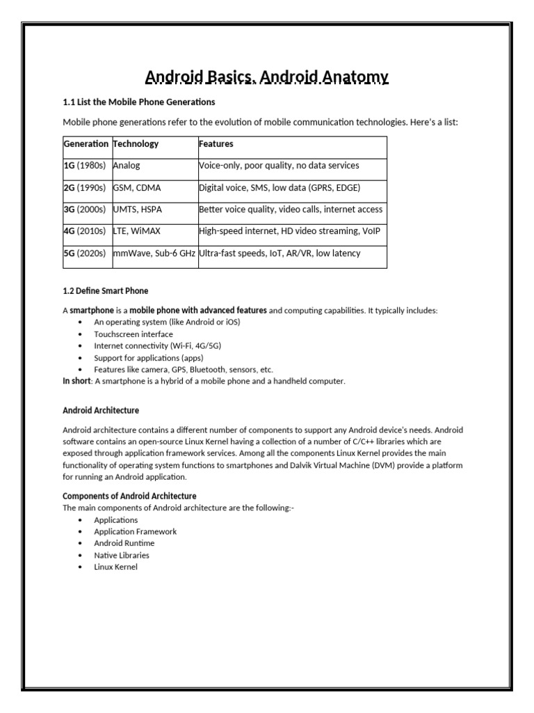 Android Basics: Architecture & Features | PDF | Android (Operating ...