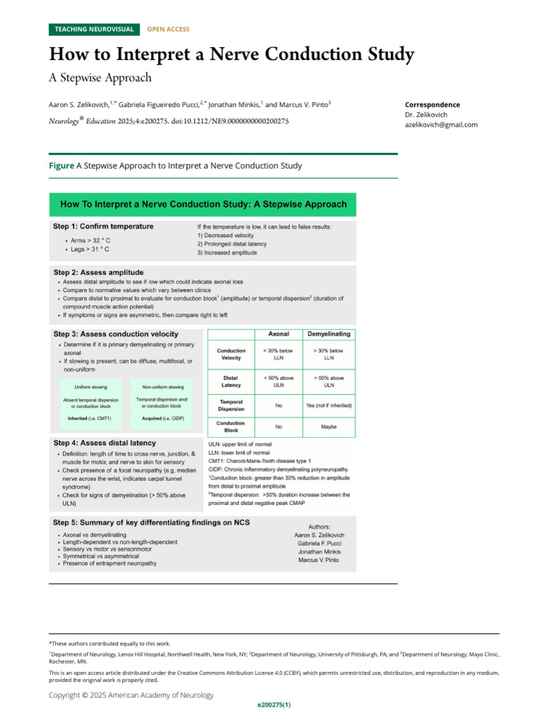 Step-by-Step Nerve Conduction Study Guide | PDF | Clinical Medicine ...
