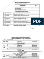 Pakistan Academy School Al Ahmadi-Kuwait: List of Responsibilities (Primary Section)