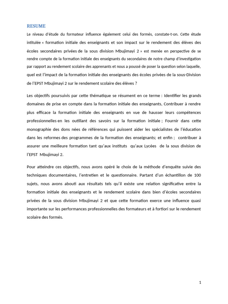 Impact de la formation des enseignants sur les élèves | PDF ...