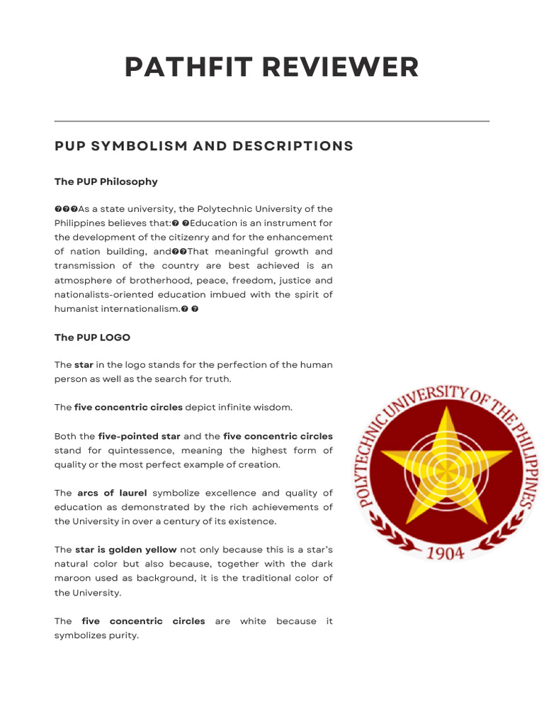 PUP Pathfit Review: Symbols & Zumba Insights | PDF | Aerobic Exercise ...