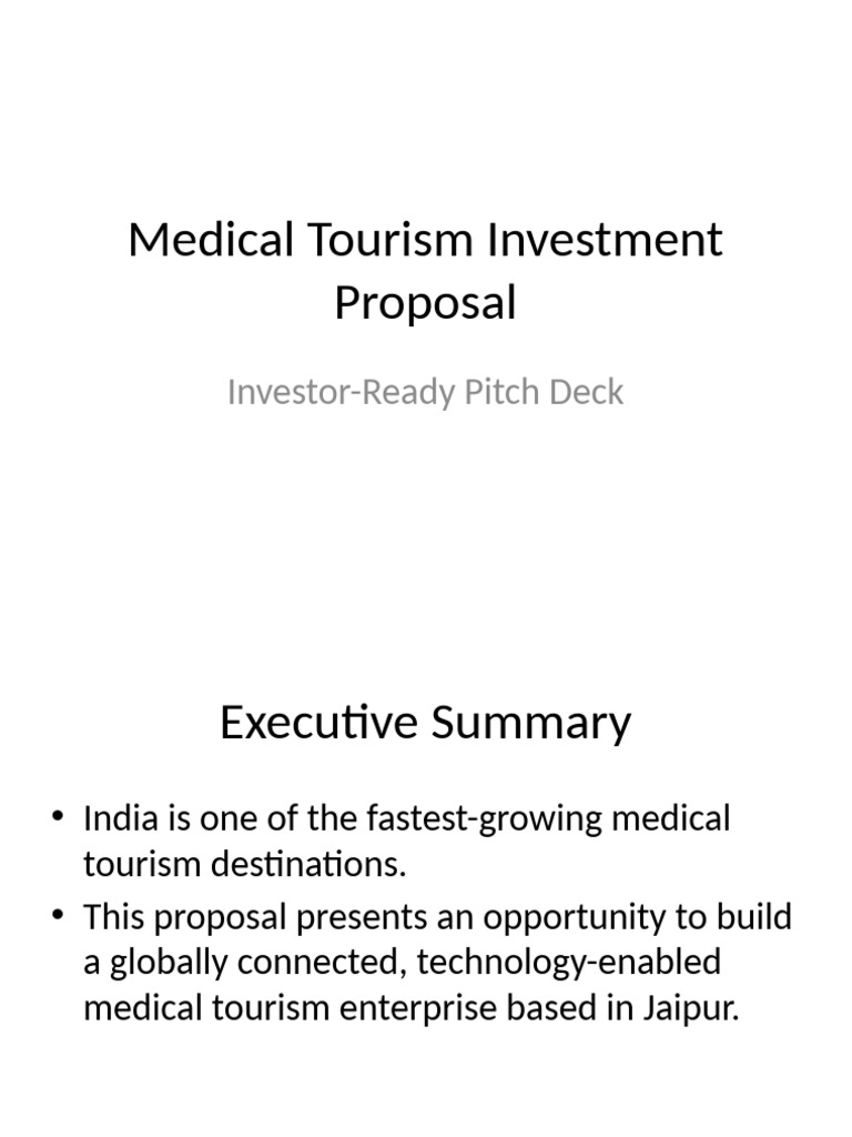 Medical Tourism Investment in Jaipur | PDF