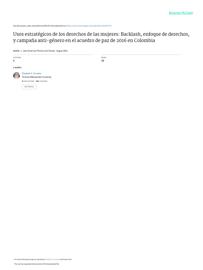 Derechos de las Mujeres y Backlash en Colombia | PDF | Género ...