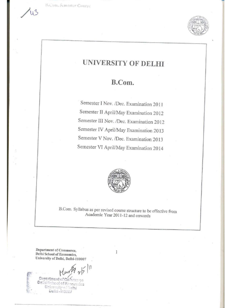 Bcom DU Course Structure | PDF
