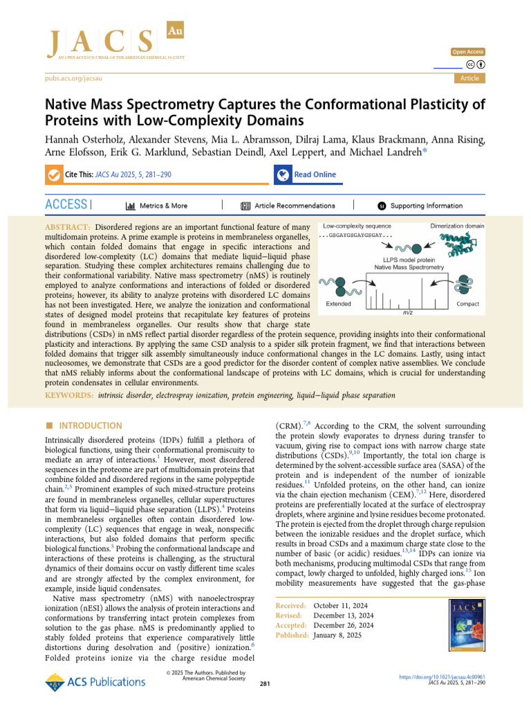 Native Mass Spectrometry Captures The Conformational Plasticity of ...