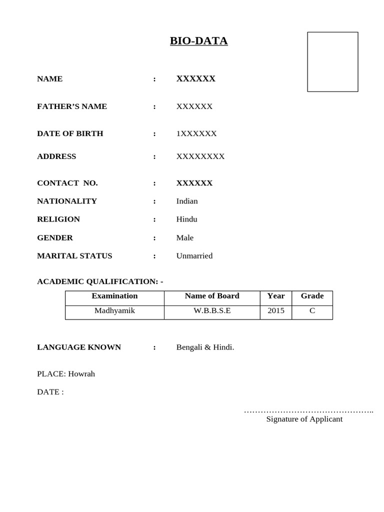 Bio Data | PDF