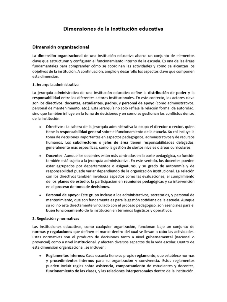 Dimensiones de la Institución Educativa | PDF | Enseñando | Plan de ...