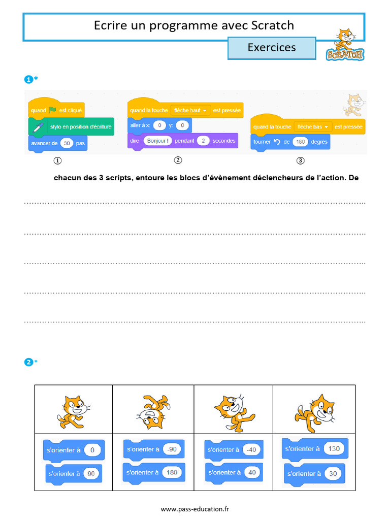 Exercices de programmation Scratch | PDF