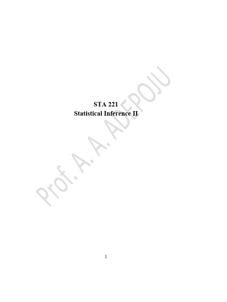 Statistical Inference II Course Outline | PDF | Standard Error | Normal ...