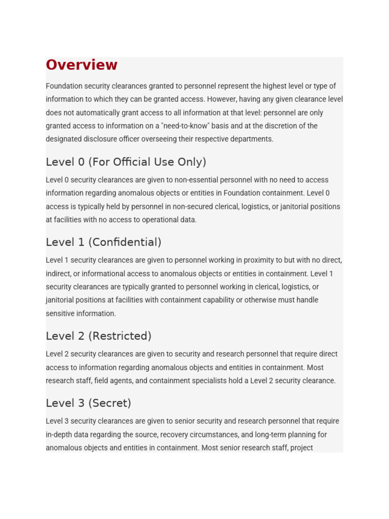 Foundation Security Clearance Levels Explained | PDF | Classified ...