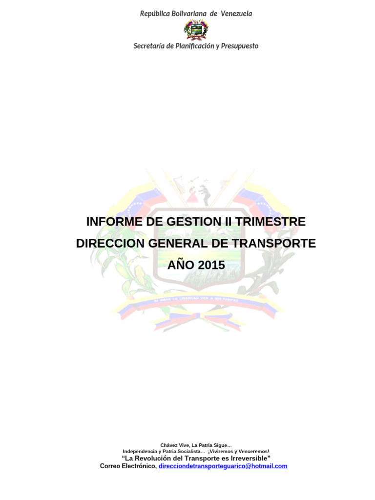 Informe de Gestion Ii Trimestre 2015 | PDF | Presupuesto | Venezuela