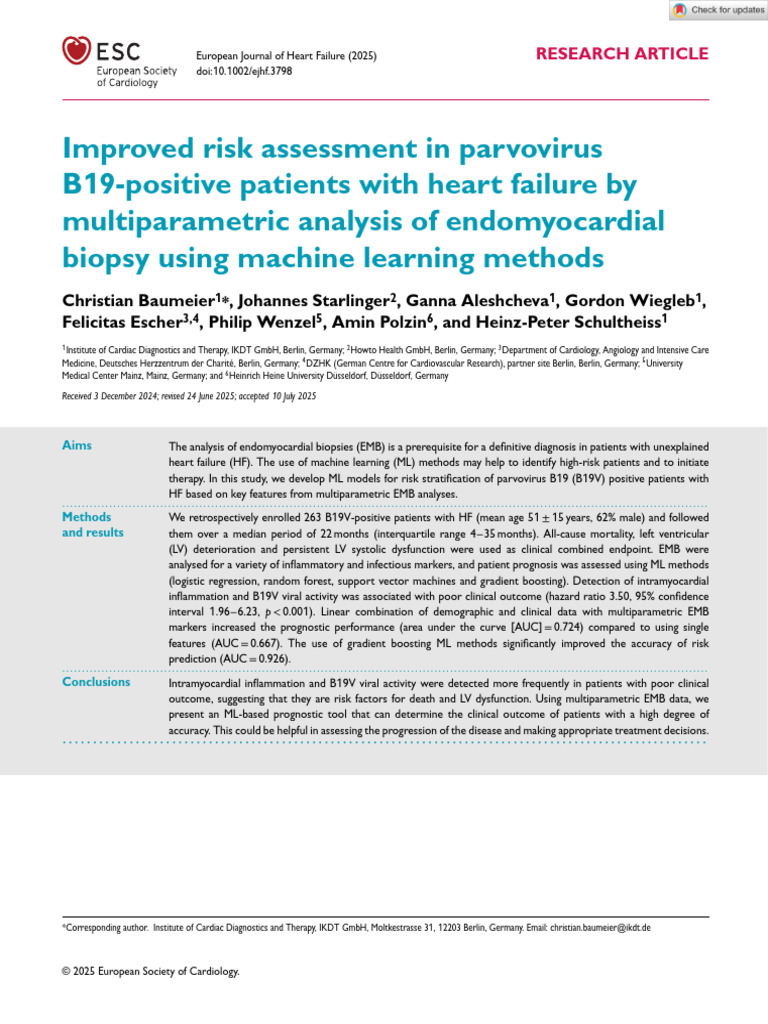 European J of Heart Fail - 2025 - Baumeier - Improved Risk Assessment ...