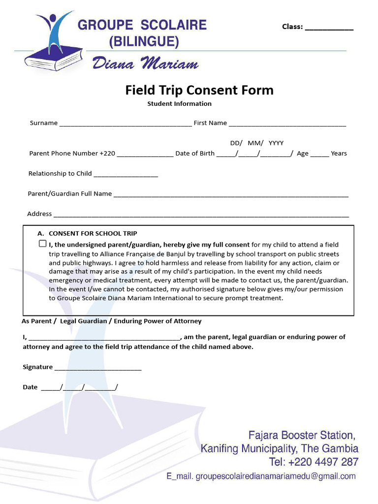 School Trip Consent Form | PDF