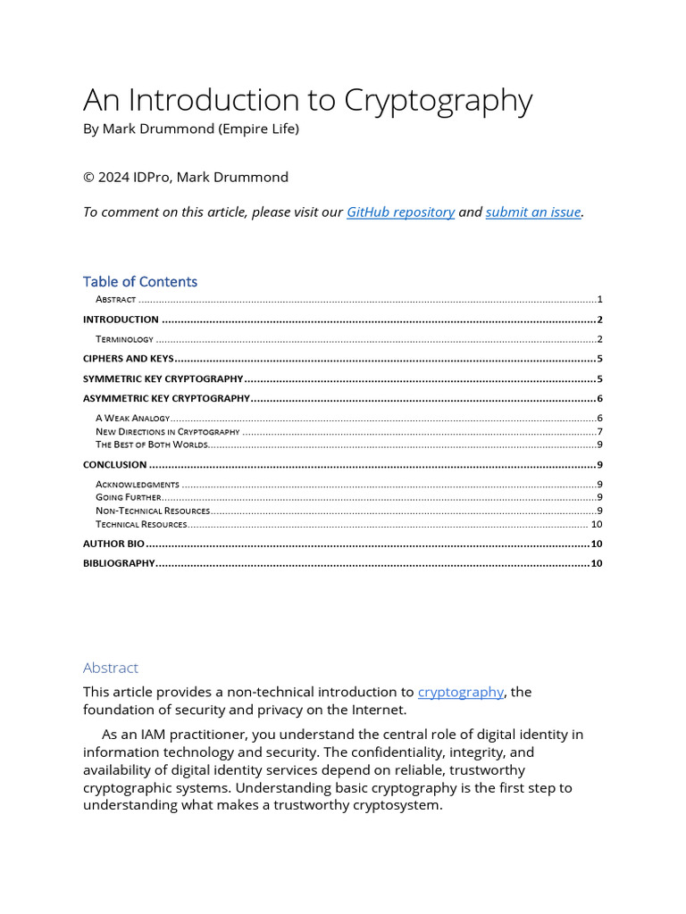 Introduction to Cryptography Basics | PDF | Cryptography | Key ...