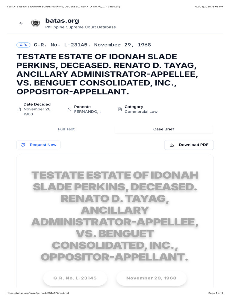 Supreme Court Ruling on Perkins Estate | PDF | Certiorari | Precedent