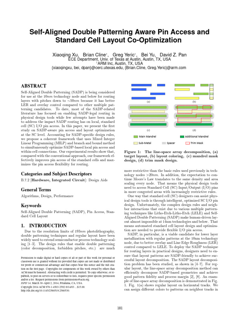 Self-Aligned Double Patterning Aware Pin Access and Standard Cell ...