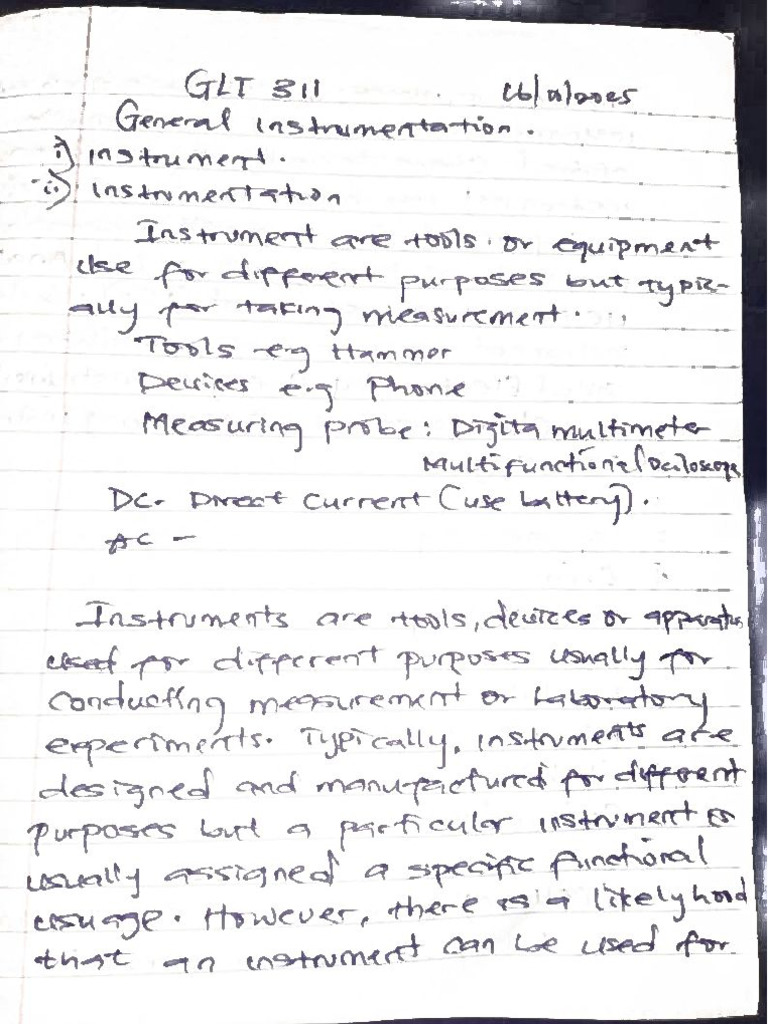 1st Lecture Note On GLT 312 (General Instrumentation) | PDF