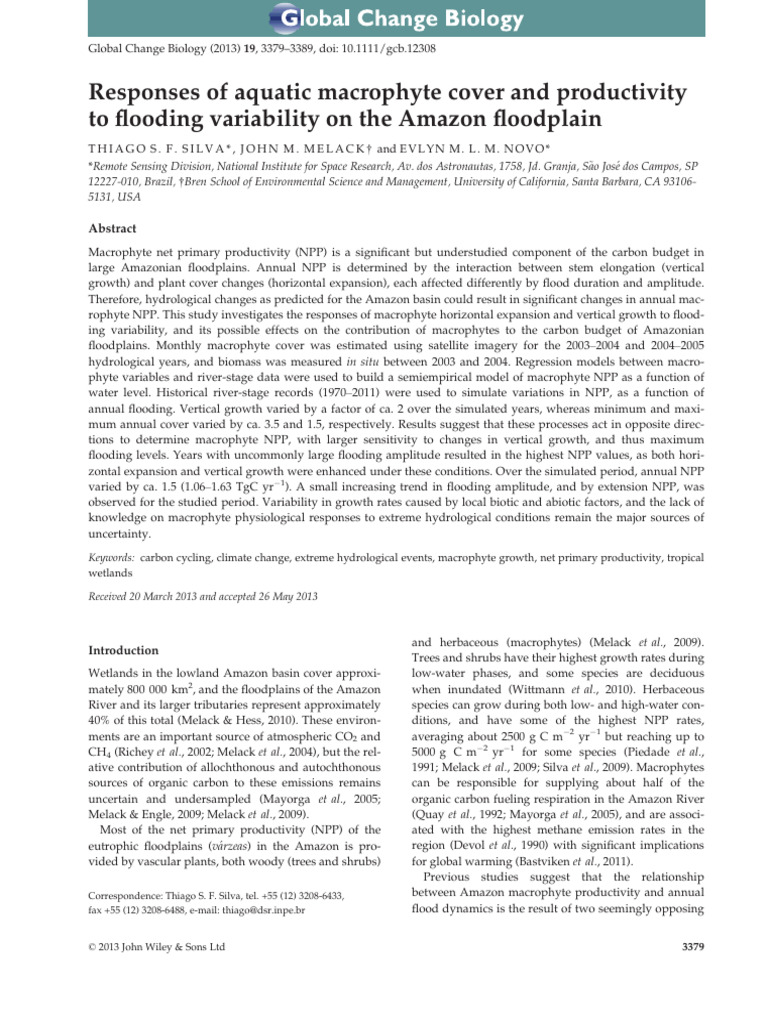 Responses of macrophyte and productivity | PDF | Time Series | Amazon ...