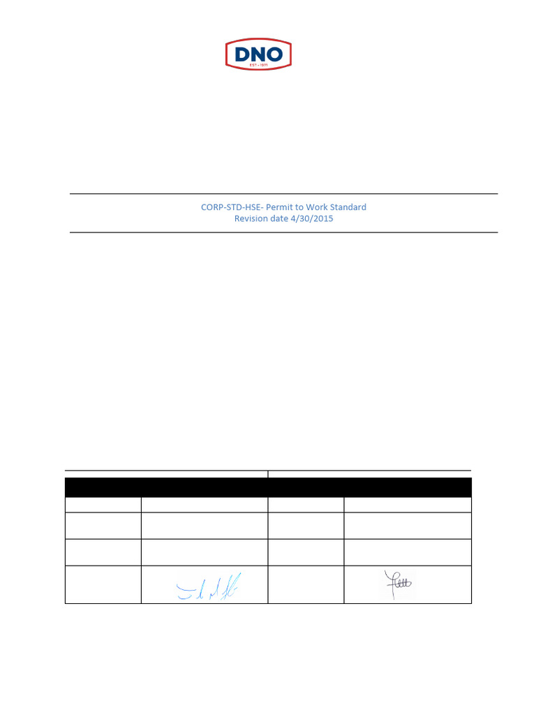 DNO Permit to Work Standard Guide | PDF | Workplace | Working Conditions