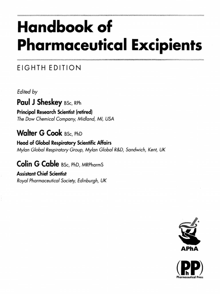 Pharmaceutical Excipients Handbook 8th Edition | PDF | Silicon Dioxide ...
