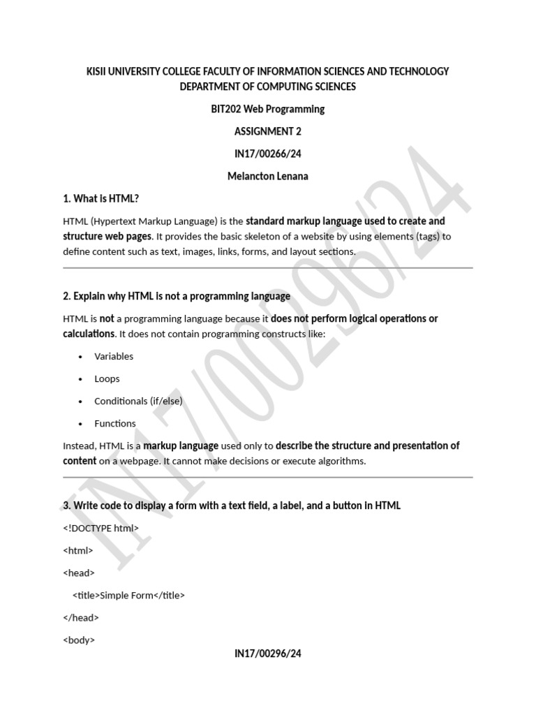 202 Assignment 45 | PDF | Html | Html Element