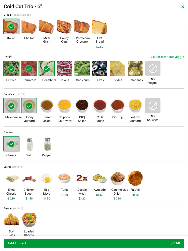 Subway Online Delivery Sandwiches | PDF