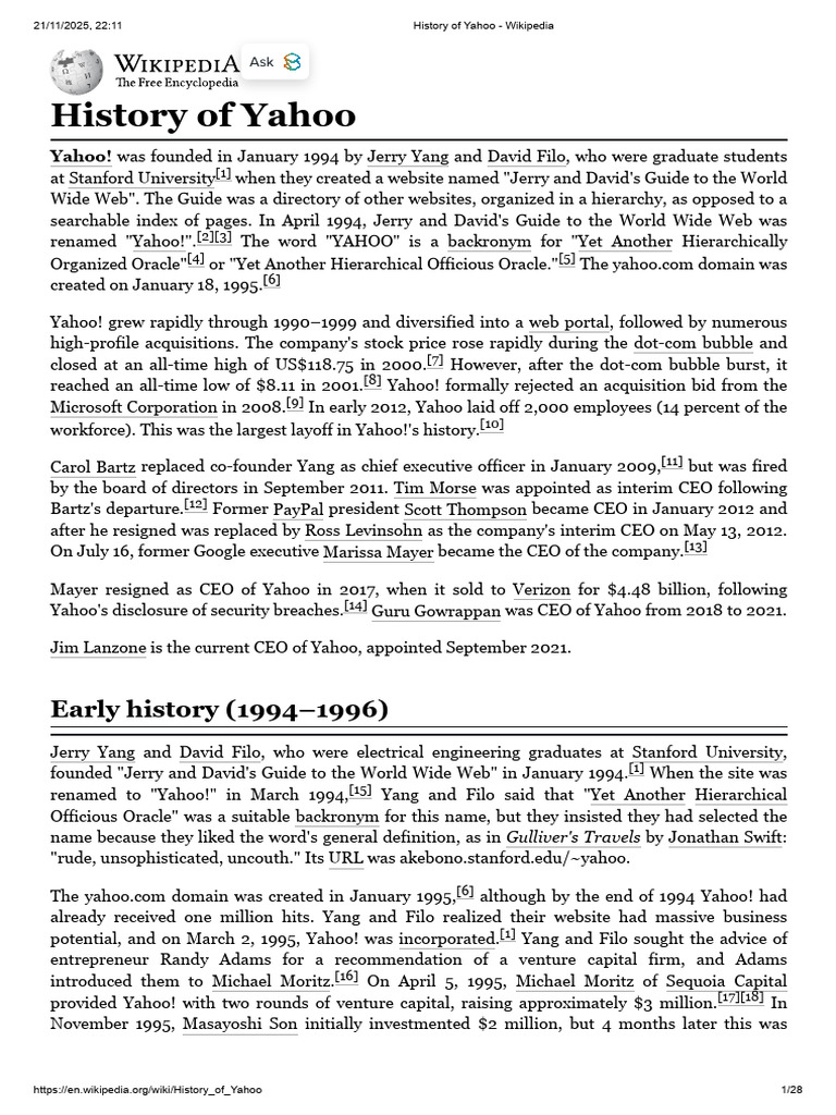 History of Yahoo | PDF | Web Portals | Internet Search