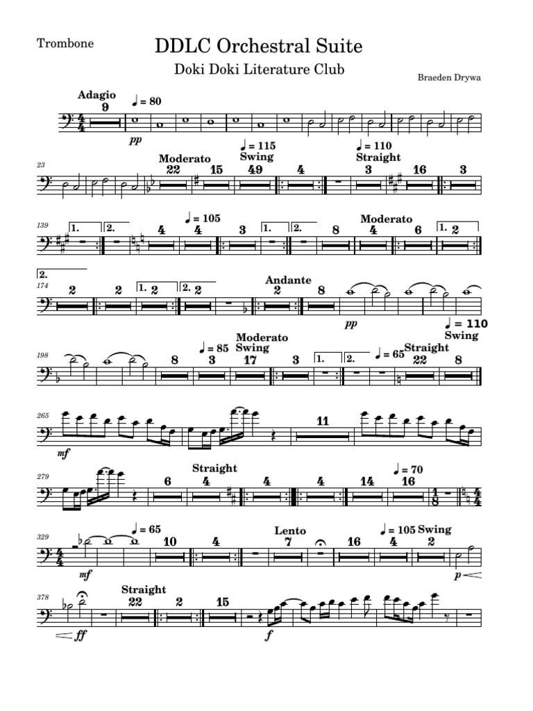 DDLC Orchestral Suite for Trombone | PDF | Elements Of Music | Musical ...